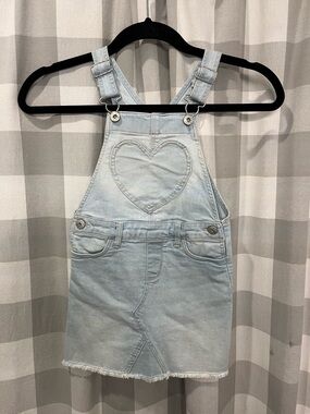OshKosh B'gosh Light Blue Denim Heart Pinafore Overall Dress